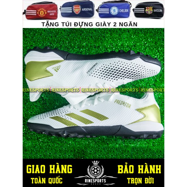 (HÀNG THAILAND) GIÀY BÓNG ĐÁ SÂN CỎ NHÂN TẠO Predator 20.3 trắng bạc cổ thấp TF.CAM KẾT Y HÌNH-CAM KẾT HÀNG