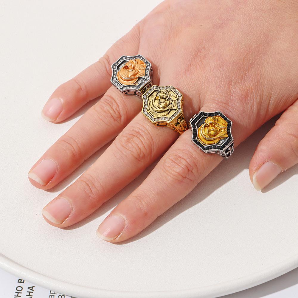 Nhẫn Hợp Kim Khắc Chữ Thập Phong Cách Vintage Kích Cỡ 6-12