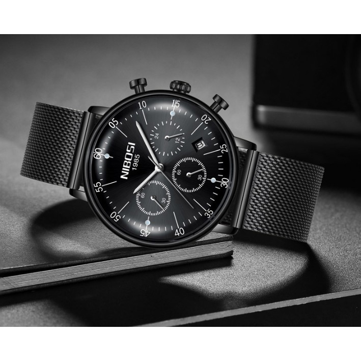 Đồng hồ nam dây lưới thép Nibosi 2331 fullbox