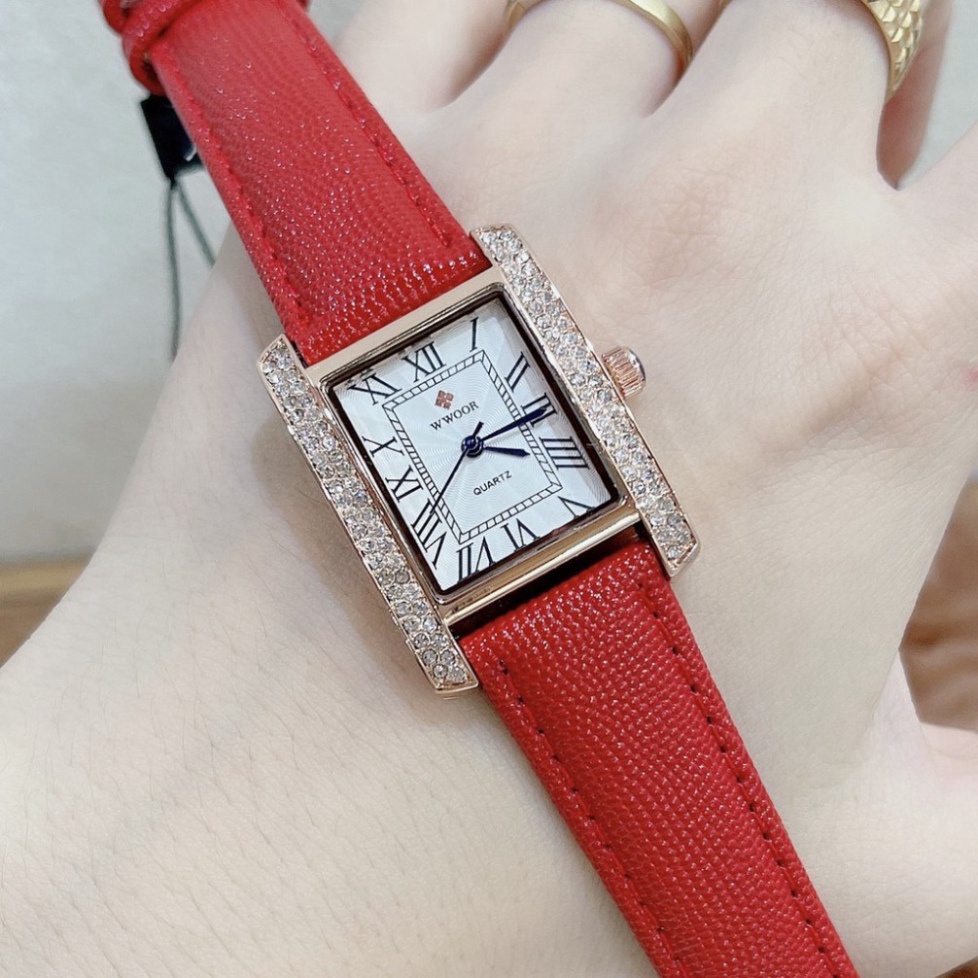 Đồng hồ nữ WWOOR, dây da mềm, hàng full box, thẻ bảo hành 12 tháng