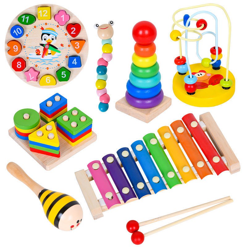 Đồ chơi giáo dục cho bé montessori combo 6 món đồ chơi gỗ thông minh cho trẻ phát triển trí tuệ TOPKIDS