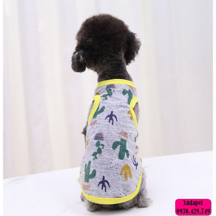 Áo 3 Lỗ Vải Thoáng Mát Nhiều Họa Tiết Đáng Yêu Cho Chó Mèo (Ngẫu Nhiên) vải cotton cao cấp, thú cưng mát mẻ - SP005195
