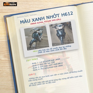 h612 _ Chai sơn xịt sơn xe máy Samurai H612 màu xanh nhớt Wave Honda _ Honda wave Green samurai , shop uy tín, rẻ