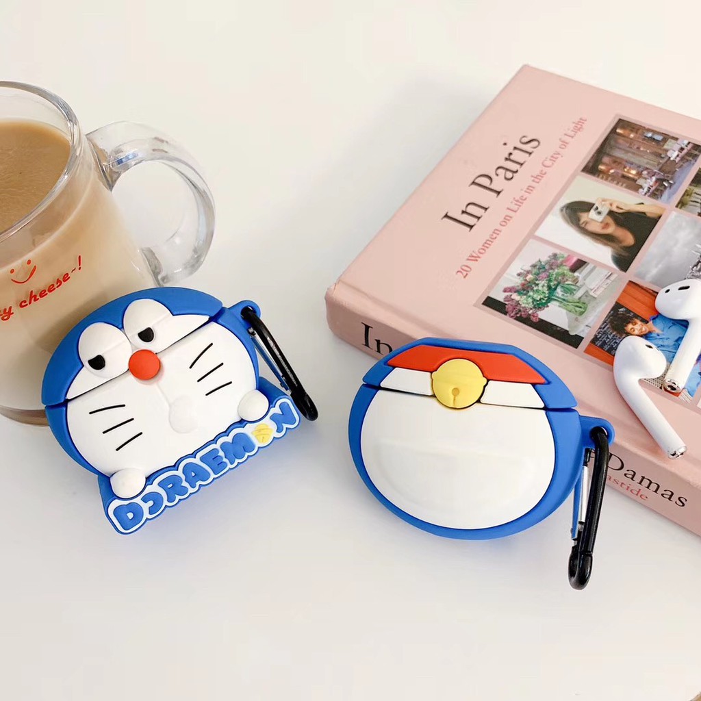 Doraemon Vỏ Bảo Vệ Hộp Đựng Tai Nghe Airpods 2 Hình Doremon 3d Có Móc Khóa Chống Thất Lạc