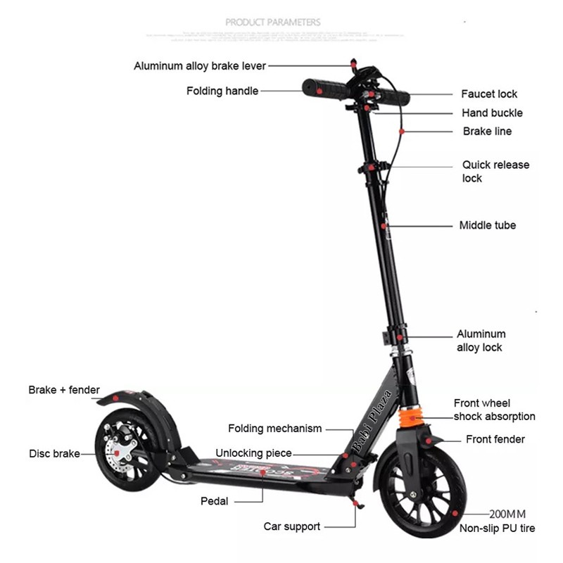 XE SCOOTER THỂ THAO - CỠ LỚN - 2 GIẢM XÓC TRƯỚC SAU - CÓ PHANH TAY VÀ CHÂN - TẢI TRỌNG 100KG