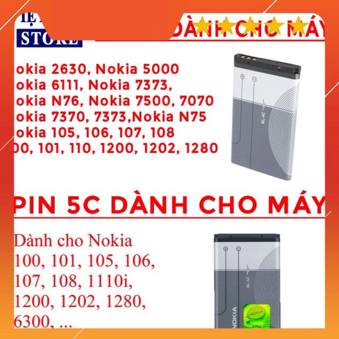 Pin  BL 5c  1020 Mah,  hàng 2 ic chống phù, bảo hành 12 tháng