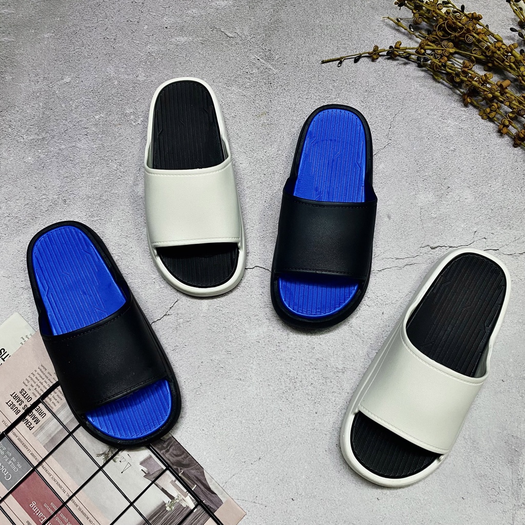 Dép quai ngang thời trang unisex phối màu đơn giản trẻ trung siêu êm chân đi nước thoải mái - TT394