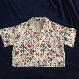 Áo sơmi croptop hoa