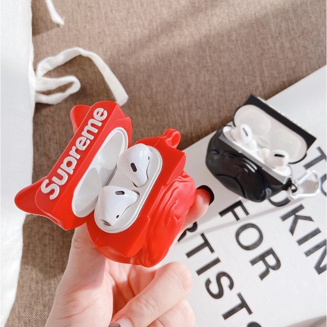 Case Airpod 1/2/Pro Hình Chó mặt sệ Supreme