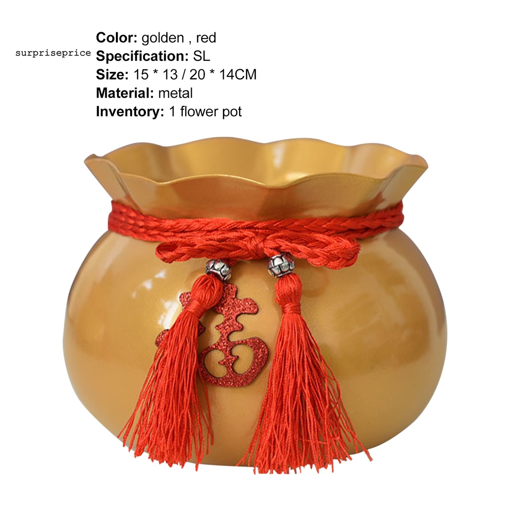 SPA Chậu hoa may mắn bằng kim loại hình túi xách đựng hoa mắt mang lại sự may mắn mùa xuân