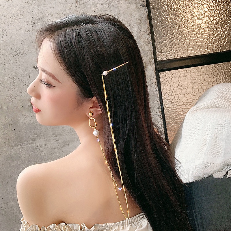 Bông Tai Dáng Dài Mạ Bạc 925 Đính Ngọc Trai Phong Cách Hàn Quốc Cho Nữ