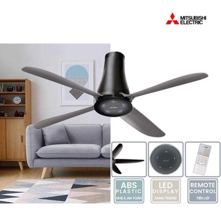 Quạt trần mitsubishi 4 cánh c56-rw4 - màu trắng/màu đen. sải cánh 140cm. công suất 64w, có điều khiển từ xa