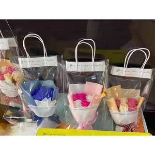 Túi kiếng trong suốt quai giấy "You had me at hello"  size lớn 35x50cm
