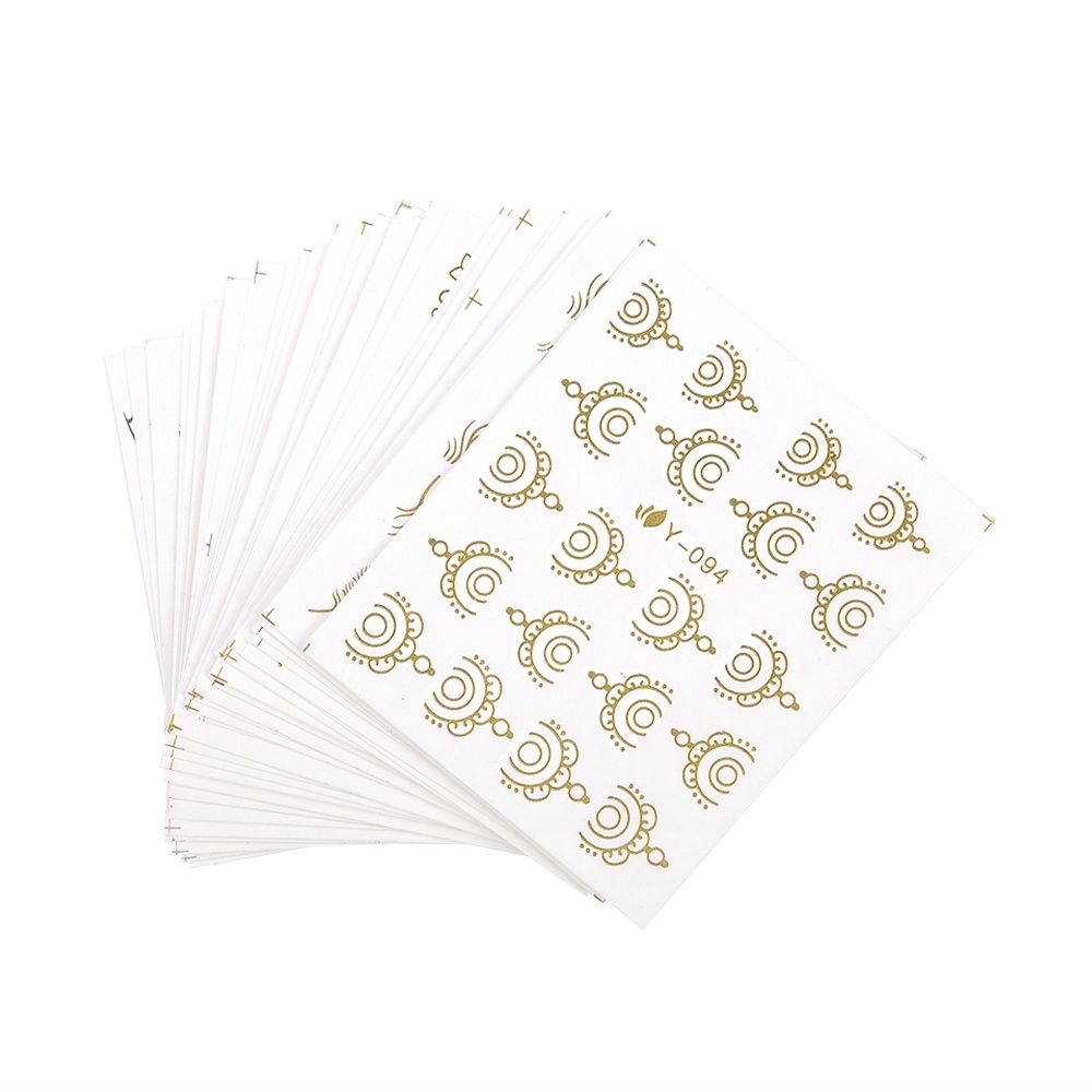 30 Miếng Dán Móng Hình Nhện Màu Vàng / Bạc