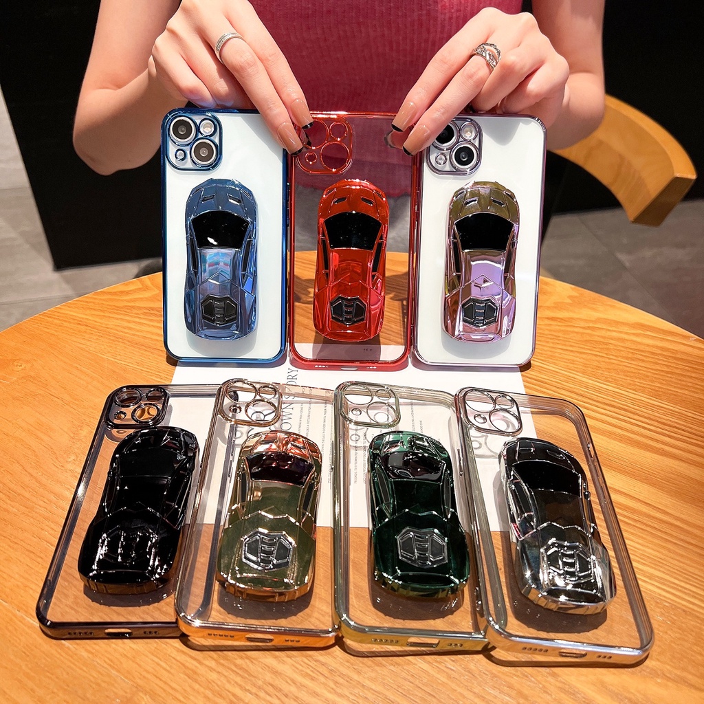 Ốp Điện Thoại Mềm Trong Suốt Chống Sốc Có Giá Đỡ Hình Xe Hơi Thể Thao Cho IPhone 7 8 Plus SE 2020 X XR XS Max 11 12 13 Pro Max