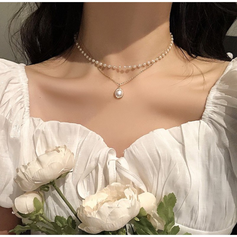 Vòng cổ Đính Ngọc Trai Xinh Xắn Dành Cho Nữ