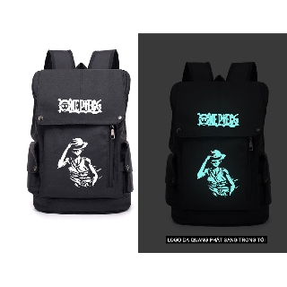 Balo Luffy ONE PIECE logo dạ quang phát sáng trong tối - chất liệu vải cao cấp chống xước - có cổng usb bên ngoài