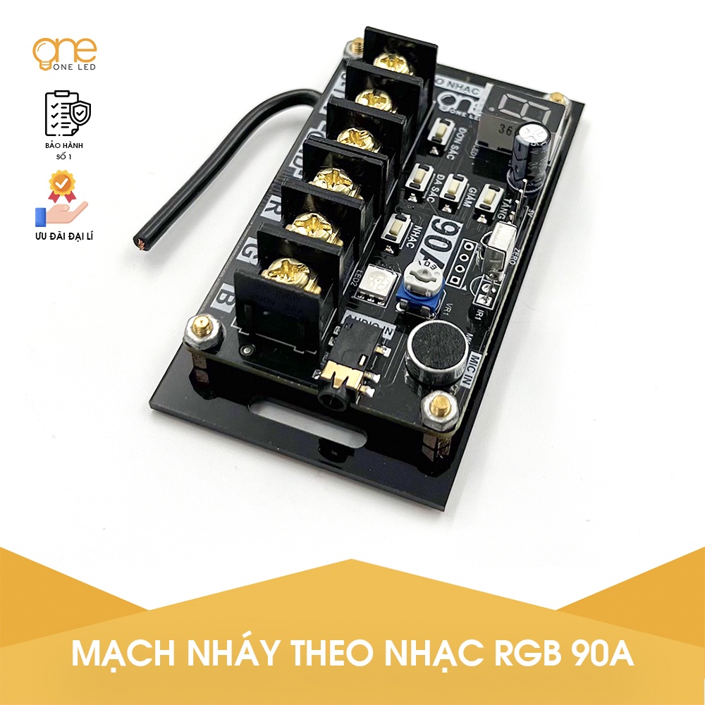 Mạch điều khiển LED RGB 7 màu nháy theo nhạc - Công suất 90A -