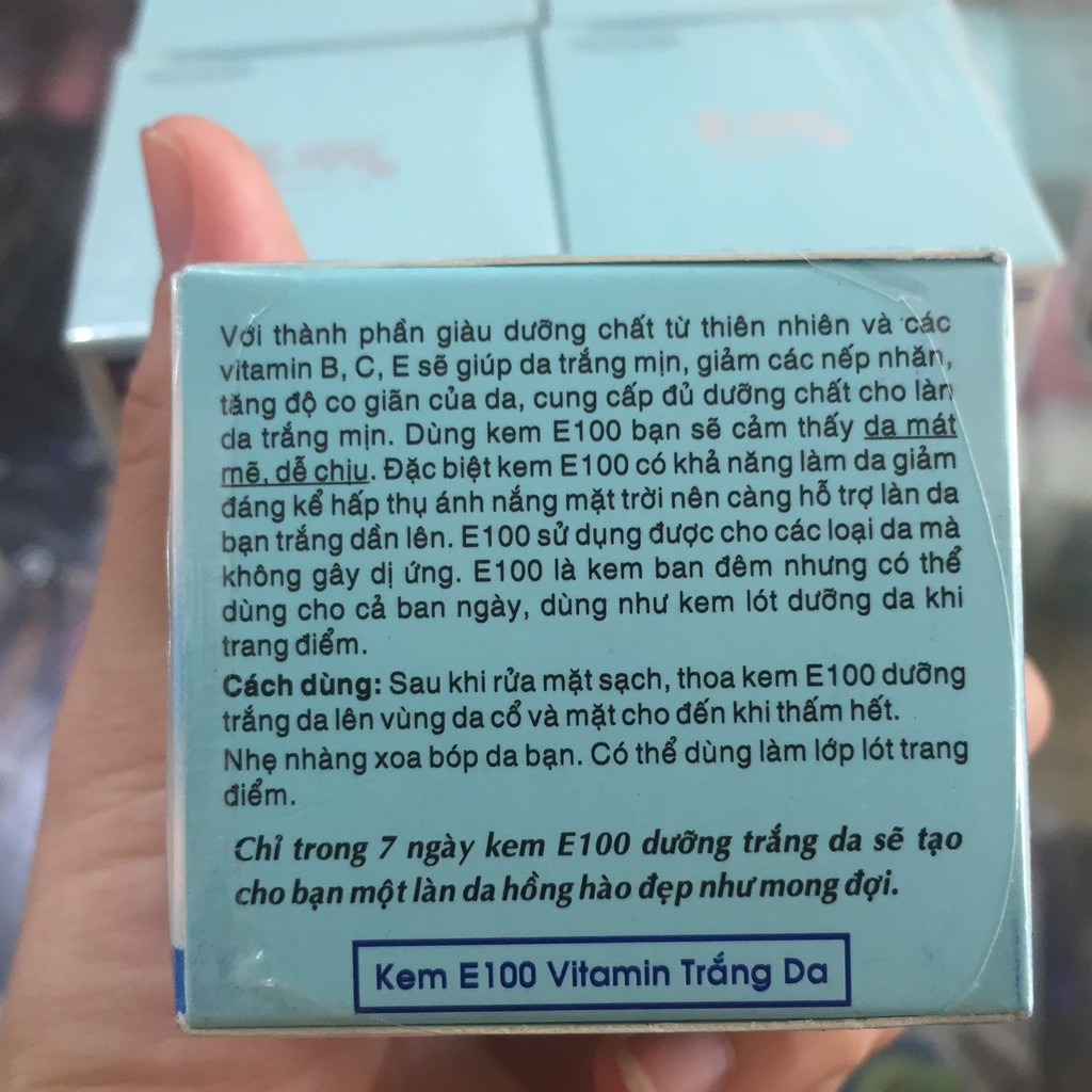 [chính hãng, bán sỉ] kem E100 vitamin trắng da (hộp xanh) 20g