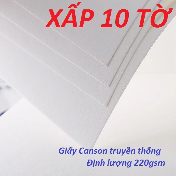 Giấy Canson (dày) truyền thống 10 tờ - Định lượng 220gsm (vẽ màu nước)