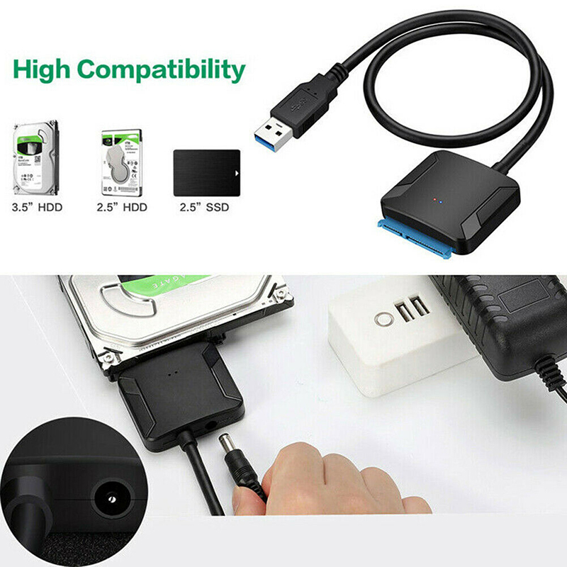 Dây Cáp Chuyển Đổi Sata Sang Usb 3.0 2.5 '' / 3.5 '' Hdd Ssd W / 12v Us | BigBuy360 - bigbuy360.vn