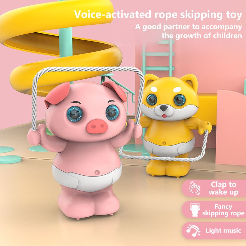 HYG Children's Light Music Cute Pet Dancing Electric Toy Wholesale Clap Your Hands To Wake Up Dumping Voice Control Skipping Piggy