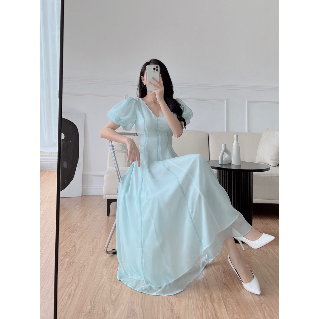 Váy tơ cắt ghép 6 mảnh
