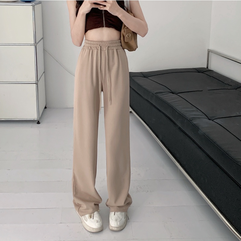 QADCOL Quần ống rộng Lưng Thun Màu Sắc Đơn Giản Thời Trang Cho Nữ