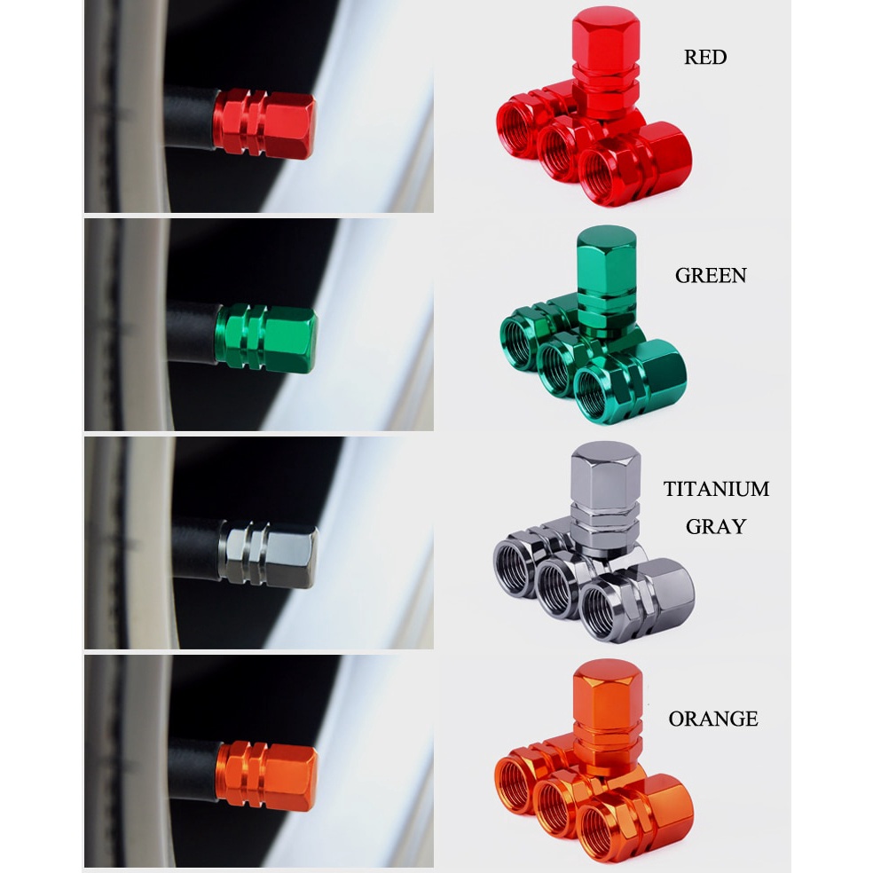 4 Nắp Van Bánh Xe Bằng Nhôm Hình Lục Giác
