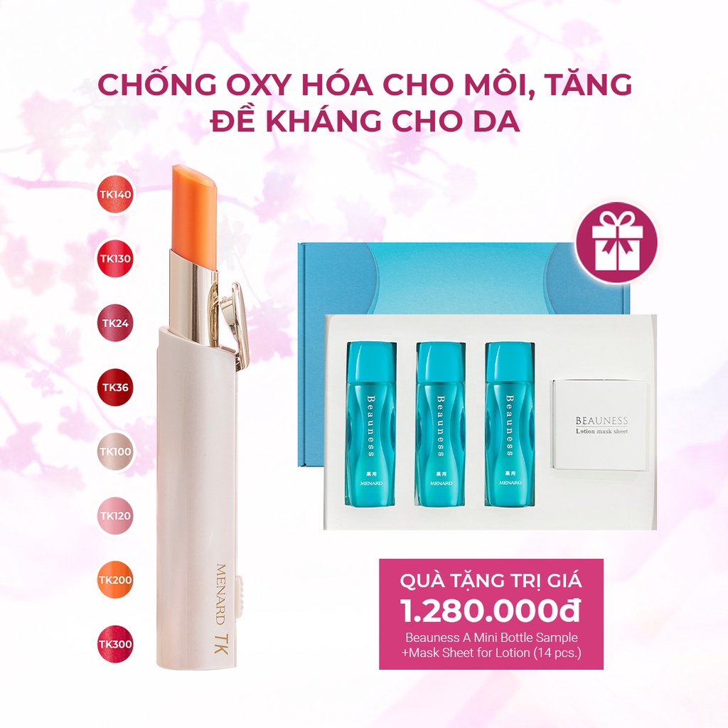 Son dưỡng không lem trôi. chống oxy hóa môi Menard TK Lipstick 3.2g