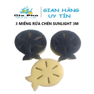 Combo 3 miếng rửa chén mút xốp sunlight 3m sạch sẽ, tạo bọt tốt