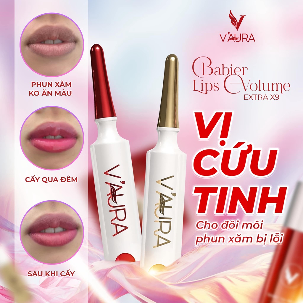 Trọn Bộ Tinh Chất Cấy Màu Môi Vaura Babier Lips Volume V3 Extra X9 - Có Giao Hỏa Tốc
