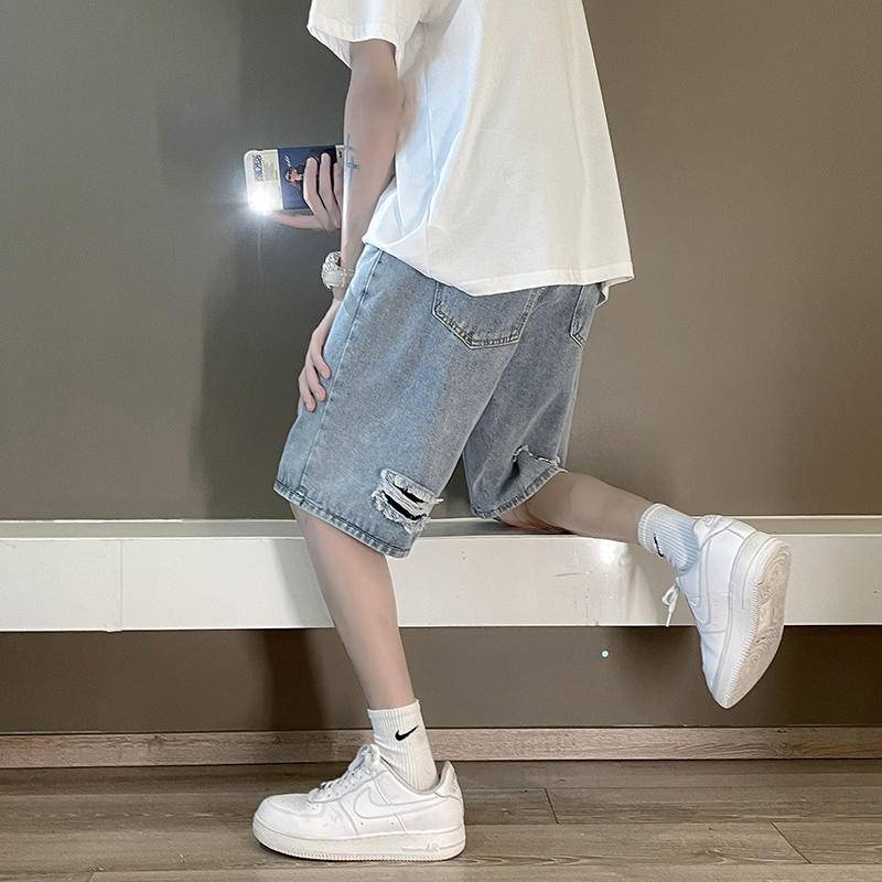 Quần Short Lửng Bò Jean Nam Đi Biển, Đi Chơi Phong Cách Hàn Quốc Cá Tính Thời Trang Mùa Hè Xiaoyingtao QS001
