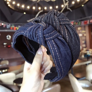 Băng đô denim thắt nút phong cách hàn quốc cho nữ