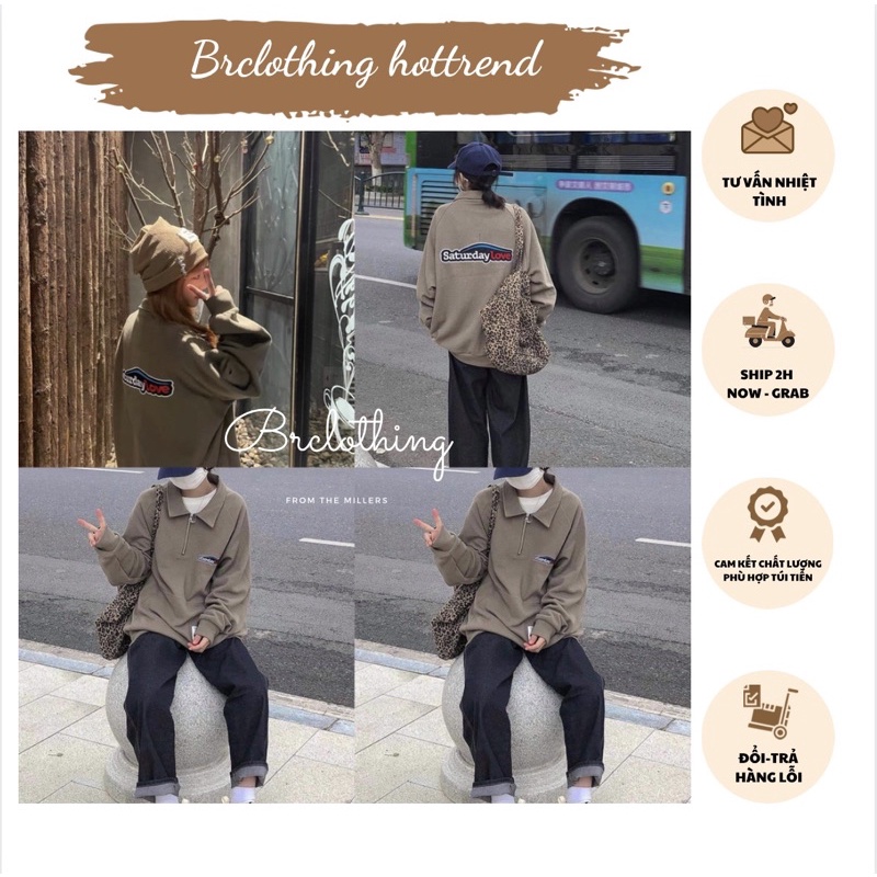 Áo Nỉ Polo Nữ [FREESHIP] 🌸 Sweater cao cổ dài tay bồng, thun hoodie form rộng cá tính Ulzzang 🌸