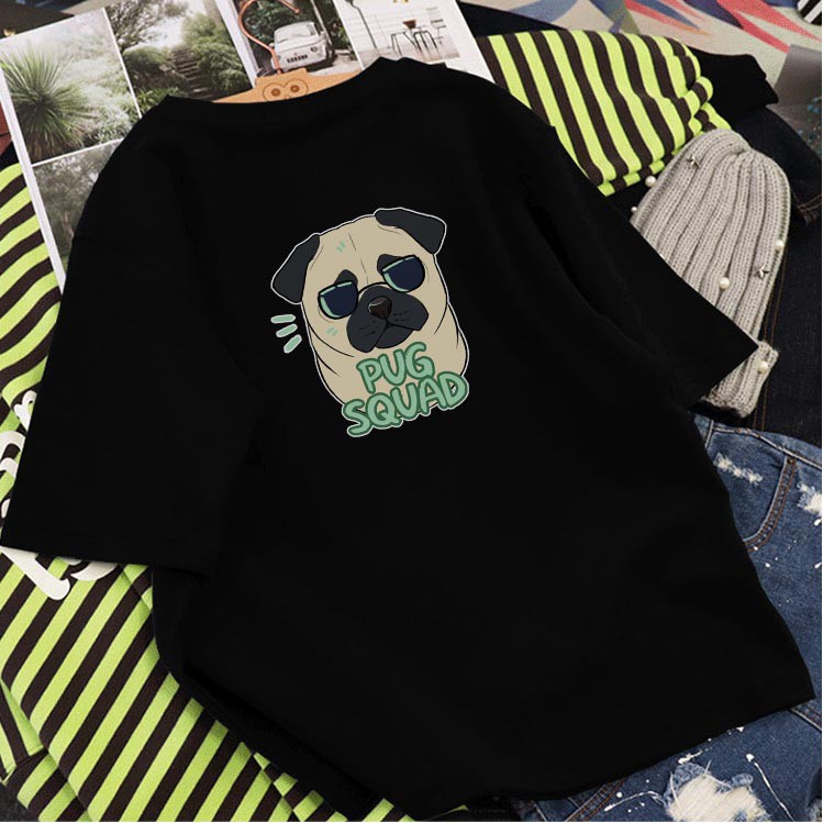 Áo thun đôi nam nữ tay lỡ PUG SQUAD đơn giản dễ thương dáng unisex form rộng oversize basic tee phông streetwear