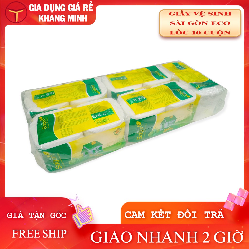 Giấy Vệ Sinh Sài Gòn Eco Có Lõi 2 Lớp Lốc 10 Cuộn