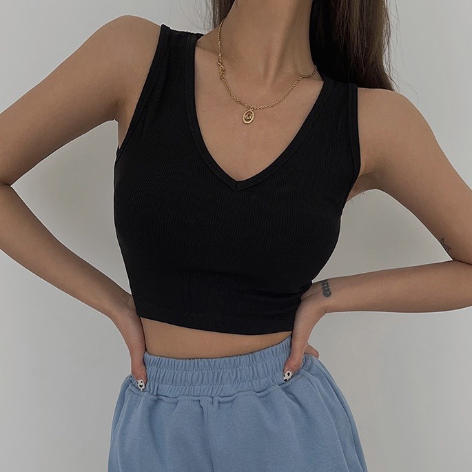 [Mã TOPMAY giảm đến 25k đơn 150k] Áo Croptop Nữ Sát Nách Cổ Tim - Tharo Clothing [AO00083] | BigBuy360 - bigbuy360.vn