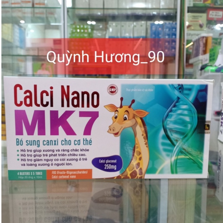 CALCI NANO MK7 hộp 20 ống giúp bổ sung canxi cho cơ thể bé