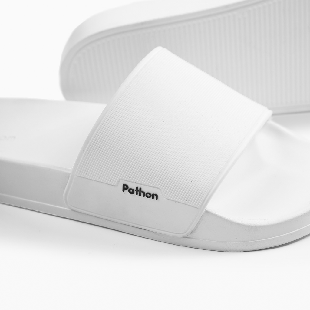 Dép nam nữ quai ngang slipper Pathon quai PVC và đế PU trắng,quai trắng Mẫu SD32