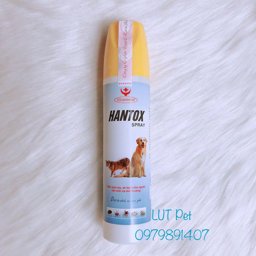 Xịt Hantox Spray diệt bọ chét ve chấy rận ghẻ chó mèo 300ml - diệt các loại bọ trên gia súc gia cầm