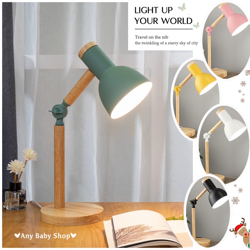 Đèn bàn trang trí phối gỗ kiểu dáng vintage có thể điều chỉnh 3 chế độ (hàng có sẵn)❣❣