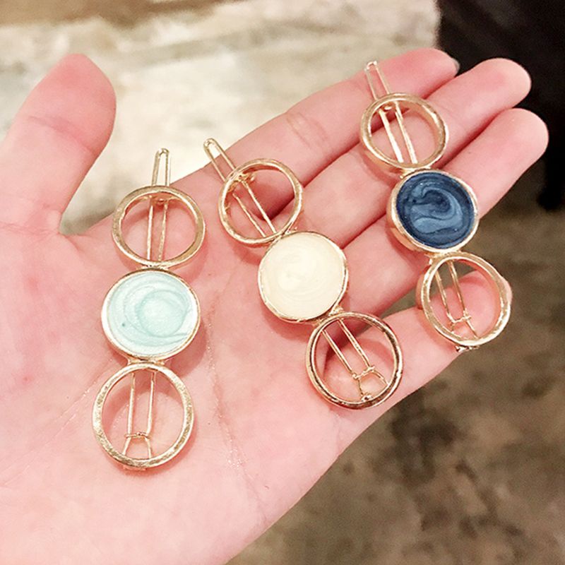 Kẹp Tóc Kim Loại Họa Tiết Hình Học Phong Cách Nhật Bản Cho Nữ