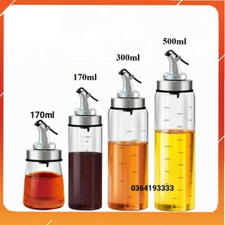 Chai thủy tinh có vòi rót chia vạch đựng dầu ăn, nước mắm, siro