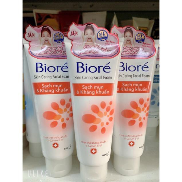 Sữa rửa mặt Biore Skin Caring Facial Foam Sạch mụn & Kháng Khuẩn 100g