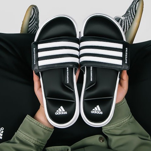 dép đi biển Adidas Superstar 5g Phối Ba Sọc Trắng Đen Thời Trang 2020