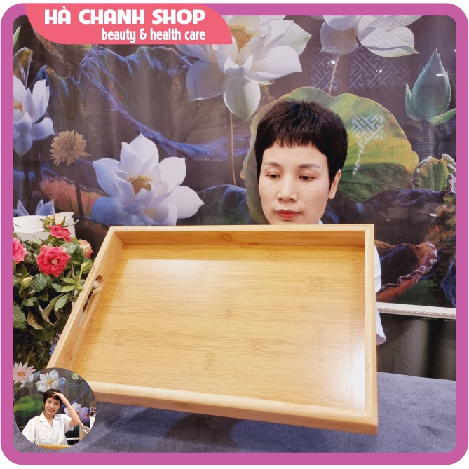 Khay Gỗ Tre Đa Năng Đựng Sản Phẩm Spa Khay Tre Decor Đựng Trà Đồ Ăn Có Tay Cầm Tiện Dụng Hình Chữ Nhật Đẹp