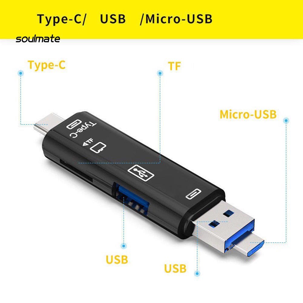 Đầu Đọc Thẻ Nhớ 5 Trong 1 Usb 3.0 Type-C Micro Usb | BigBuy360 - bigbuy360.vn