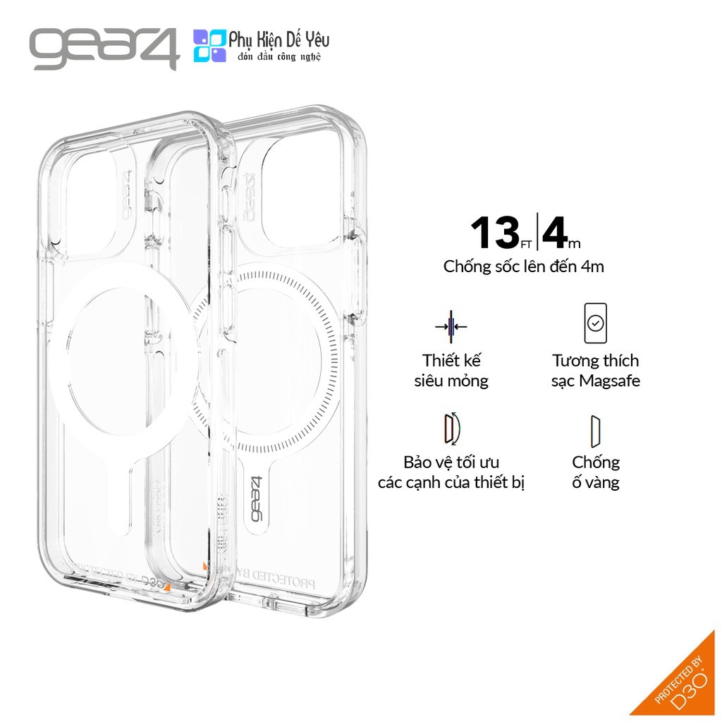 Ốp Gear4 Crystal Palace Snap sạc sạc ko dây táo cho IP12 Pro Max/12 pro/12/12 Mini[PHÂN PHỐI VN,BH 1 NĂM]