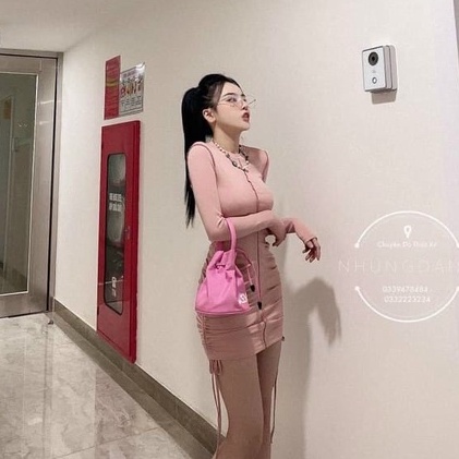 Váy body dài tay rút dây sexy - Hàng hịn